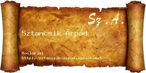 Sztancsik Árpád névjegykártya